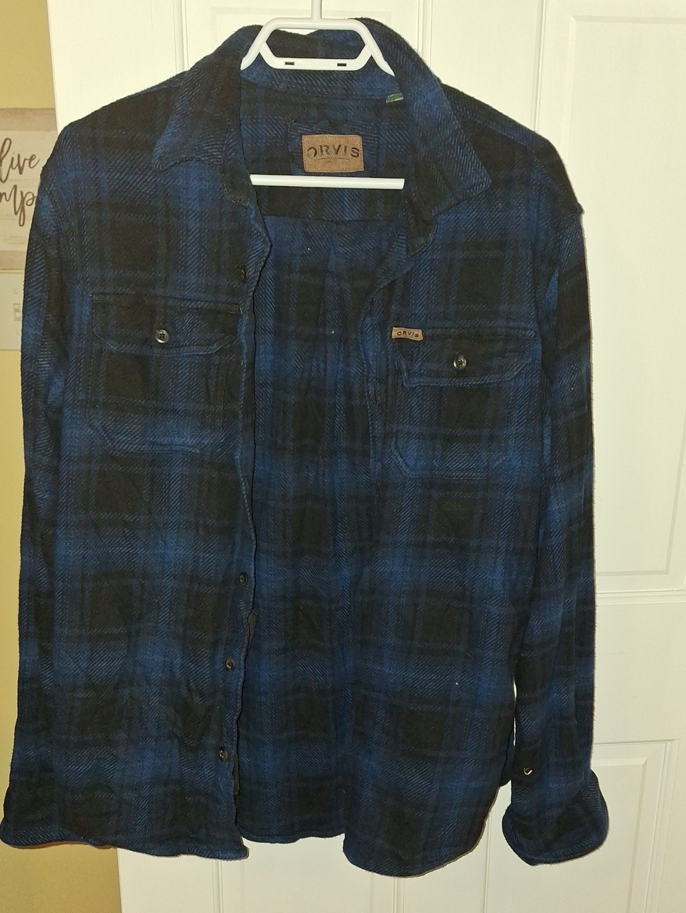 Orvis Navy and Black Plaid Shirt Jacket